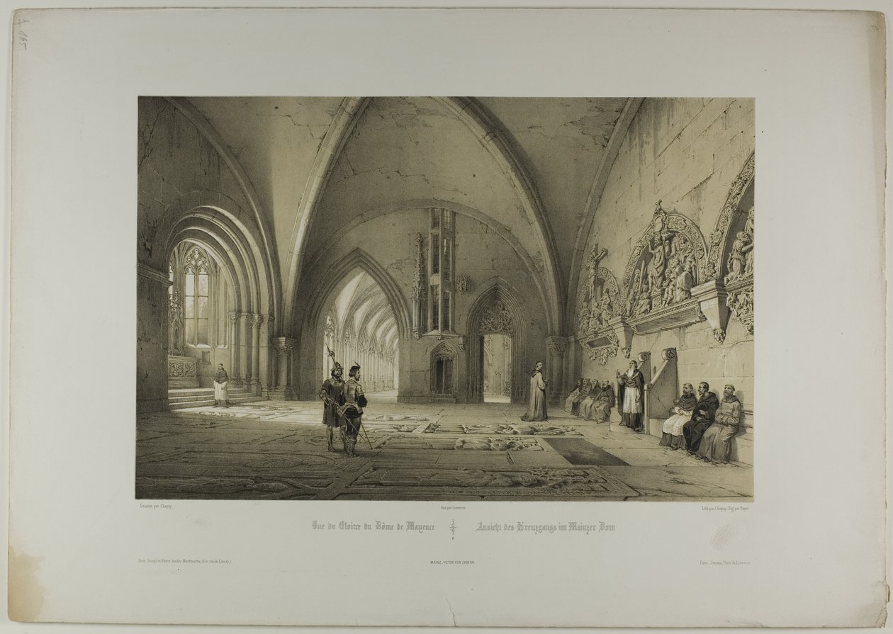 Veduta del chiostro della Cattedrale di Magonza, seconda lastra da Allemande da Nicolas Chapuy