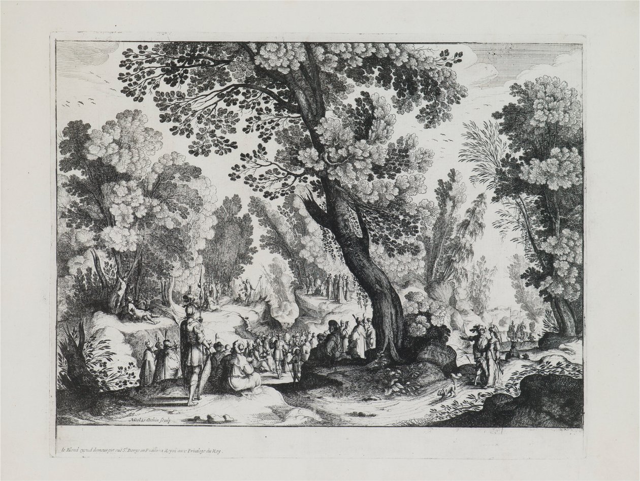 Paesaggio boscoso con il sermone di San Giovanni Battista da Nicolas Cochin