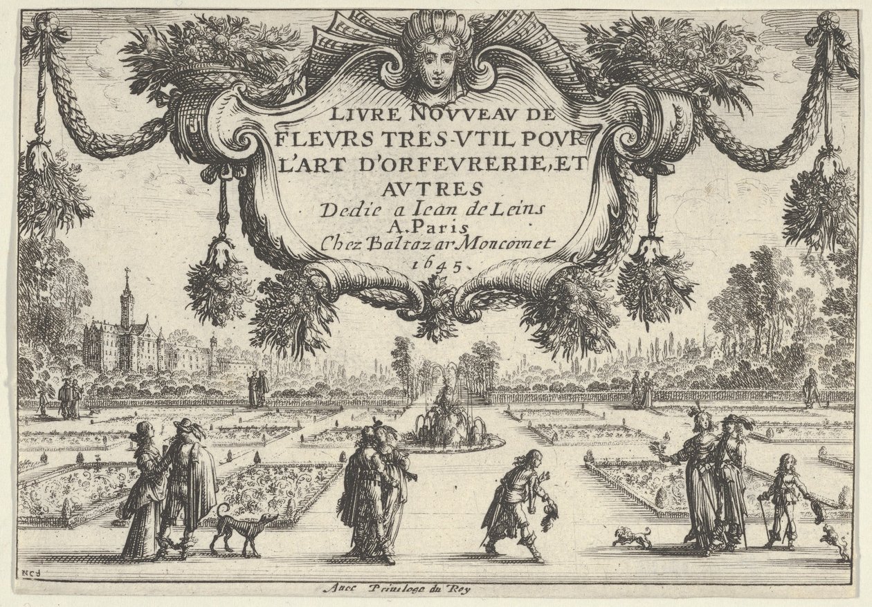 Tavola del titolo, da Livre Nouveau de Fleurs Tres-Util da Nicolas Cochin