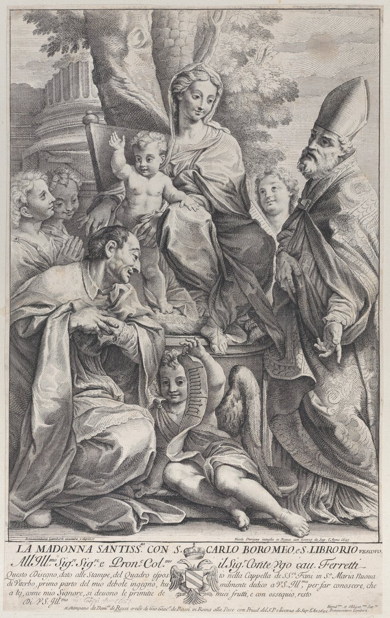 Vergine e Bambino con San Liborio e Carlo Borromeo, 1693-95 da Nicolas Dorigny