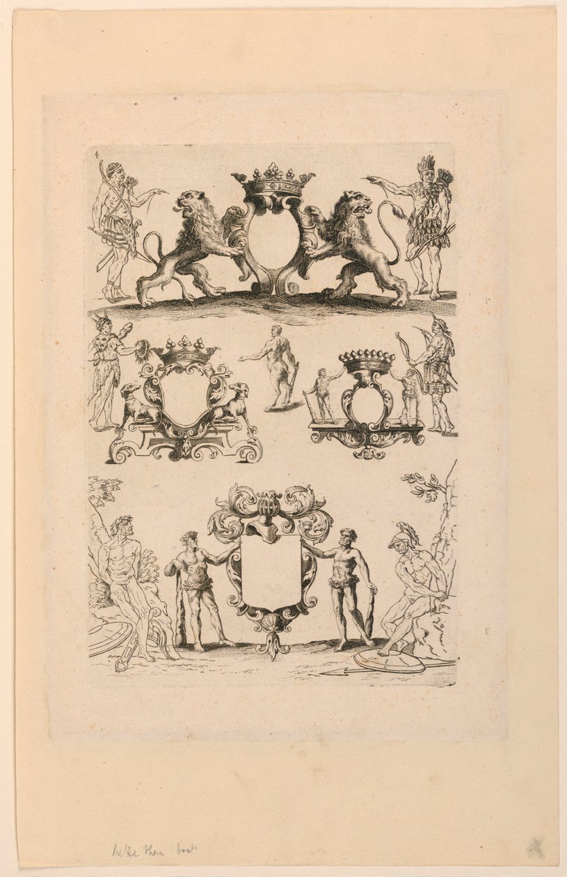 Progetto per stemma, da "Livre de Cartouches" da Nicolas Guerard