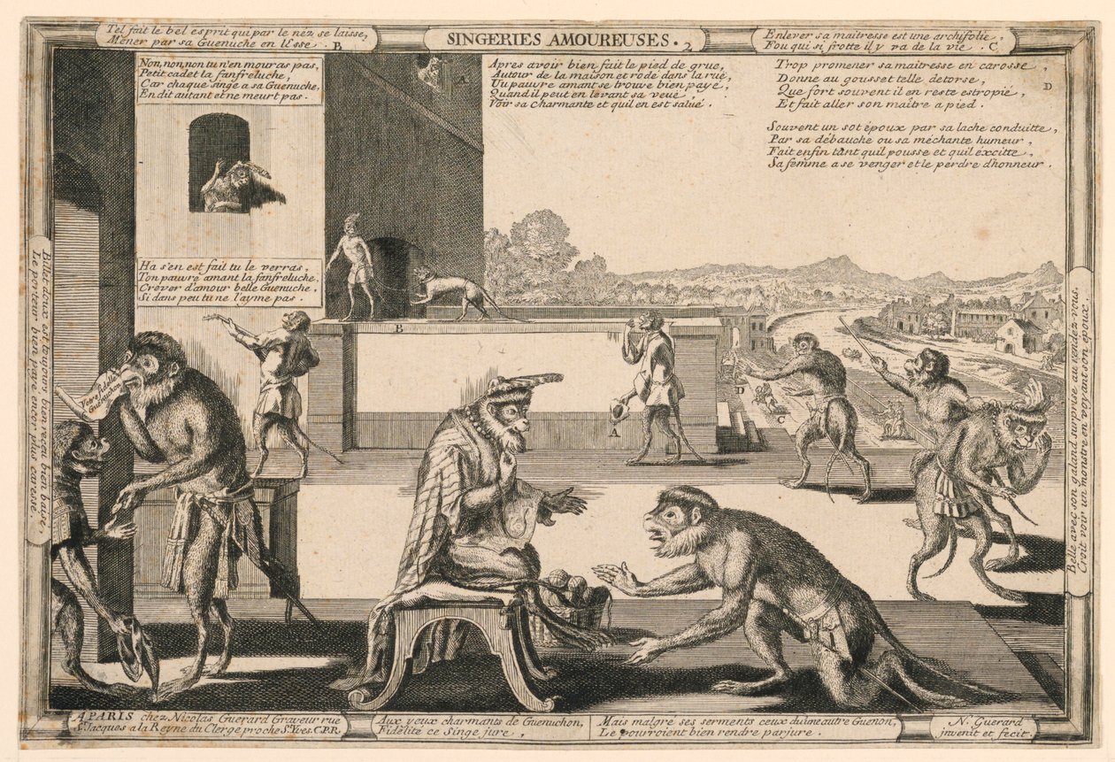 Singeries Amoureuses, Tavola 2 da Nicolas Guerard
