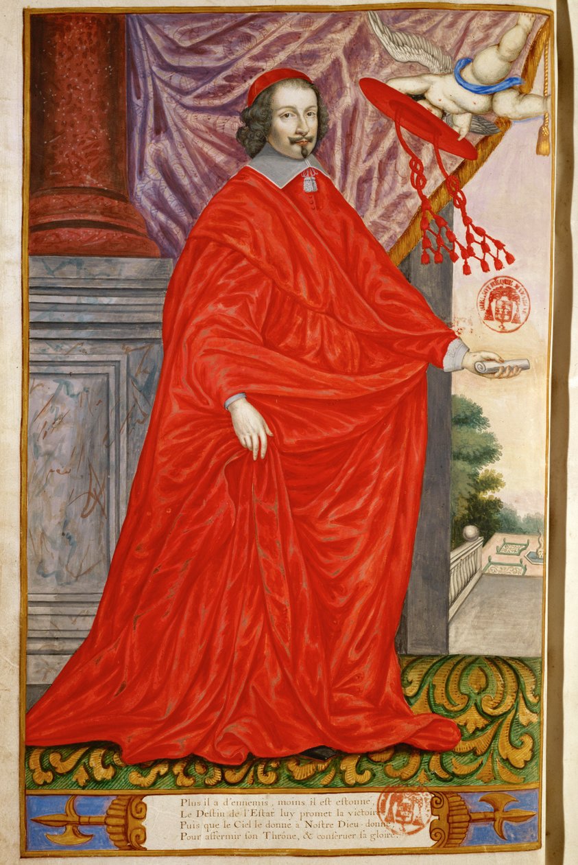 Mazzarino, Jules, cardinale Dal Panegyrique illustre des Hommes celebres de notre Siecle Miniatura su pergamena MS 2213 ... (miniatura su pergamena) da Nicolas Jarry