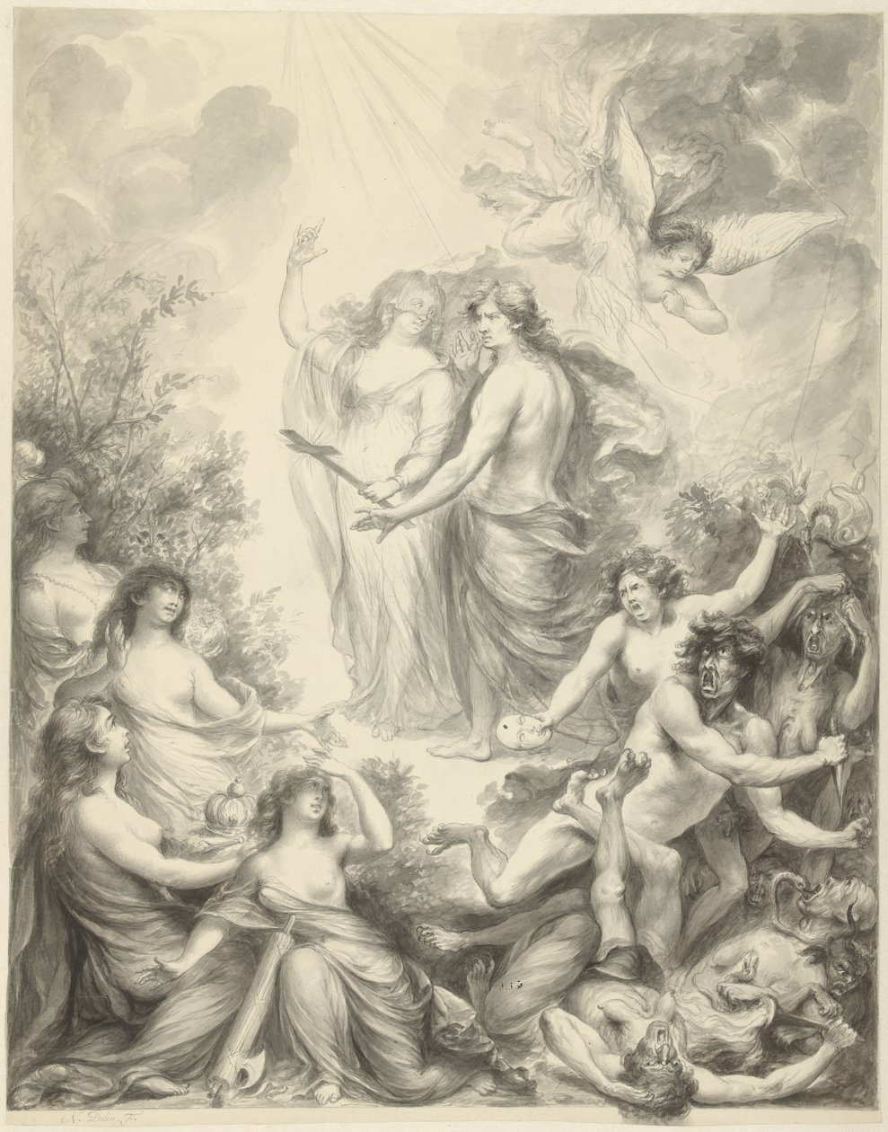 Allegoria in cui la Fede indica a un uomo la strada giusta da Nicolas Joseph Delin
