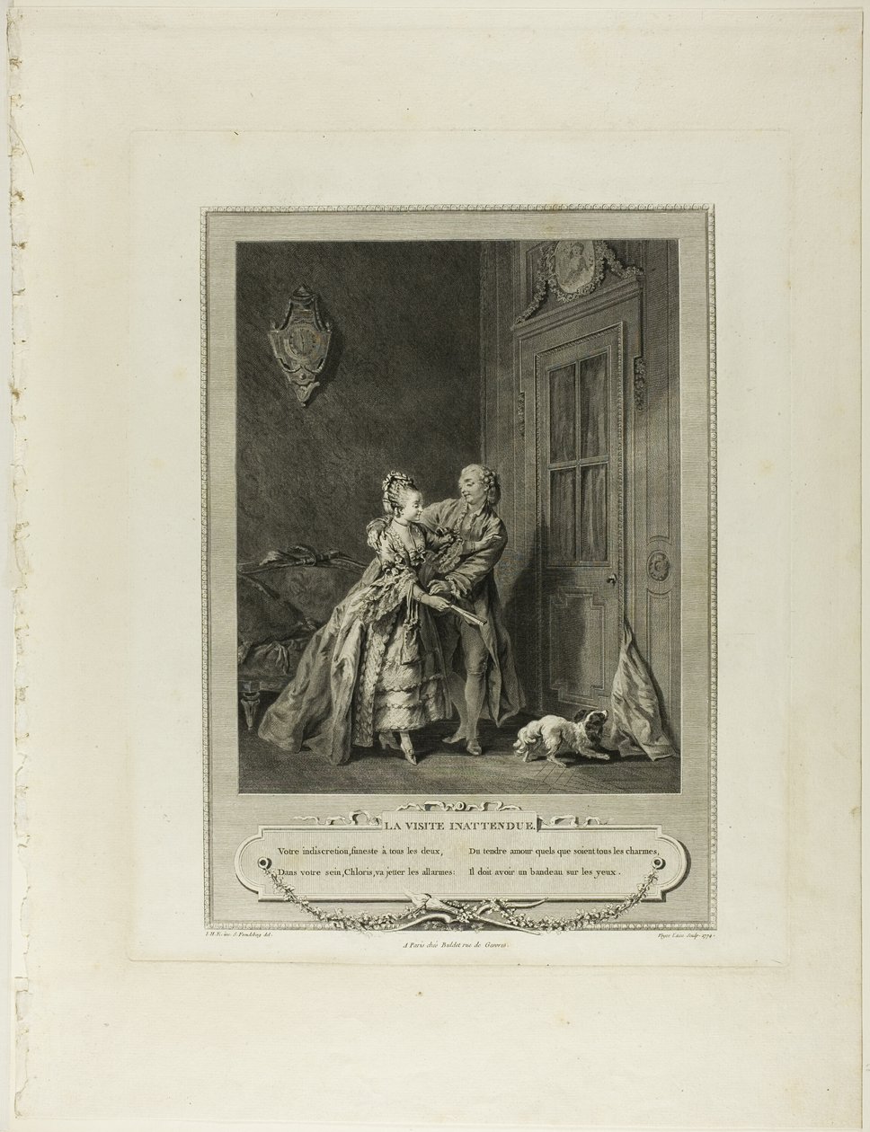 Chiamata inattesa, da Monument du Costume Physique et Moral de la fin du Dix-huitième siècle da Nicolas Joseph Voyez