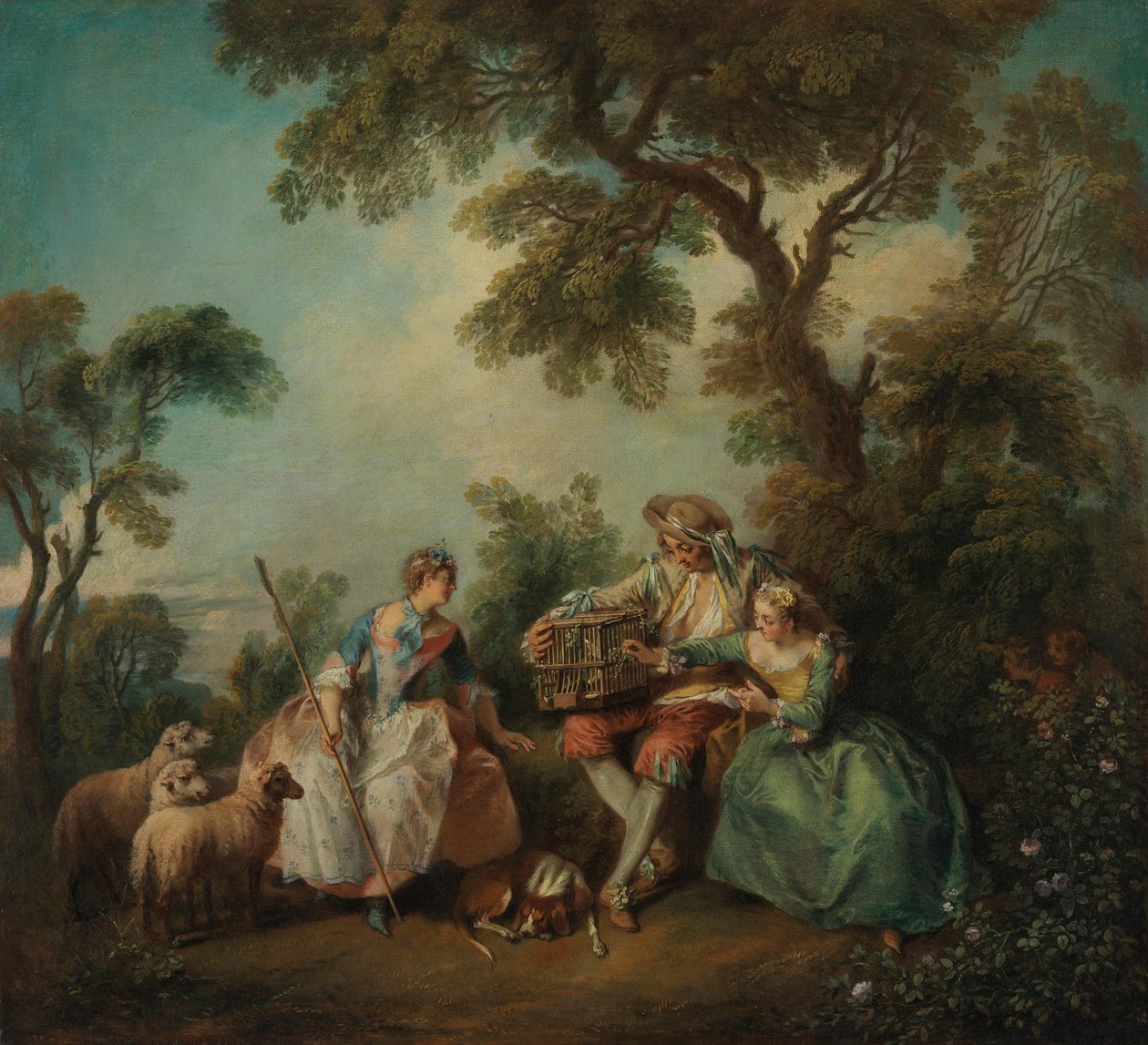 La gabbia per uccelli (Gli amori del boschetto) da Nicolas Lancret