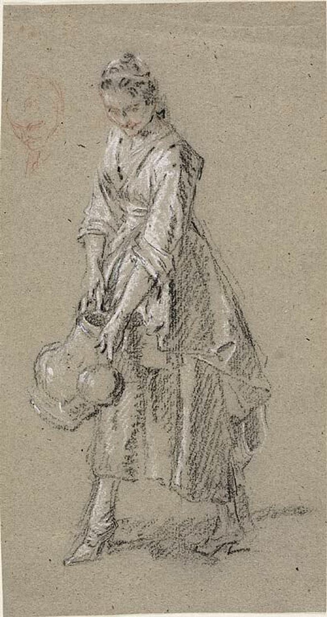Studio di giovane donna con brocca per innaffiare da Nicolas Lancret