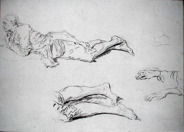 Studio di un uomo sdraiato a terra da Nicolas Lancret