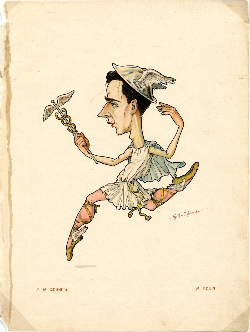 Ritratto di Mikhail Fokine, ballerino e coreografo russo - Litografia di Nikolai Gustavovich Legat da Nicolas Legat