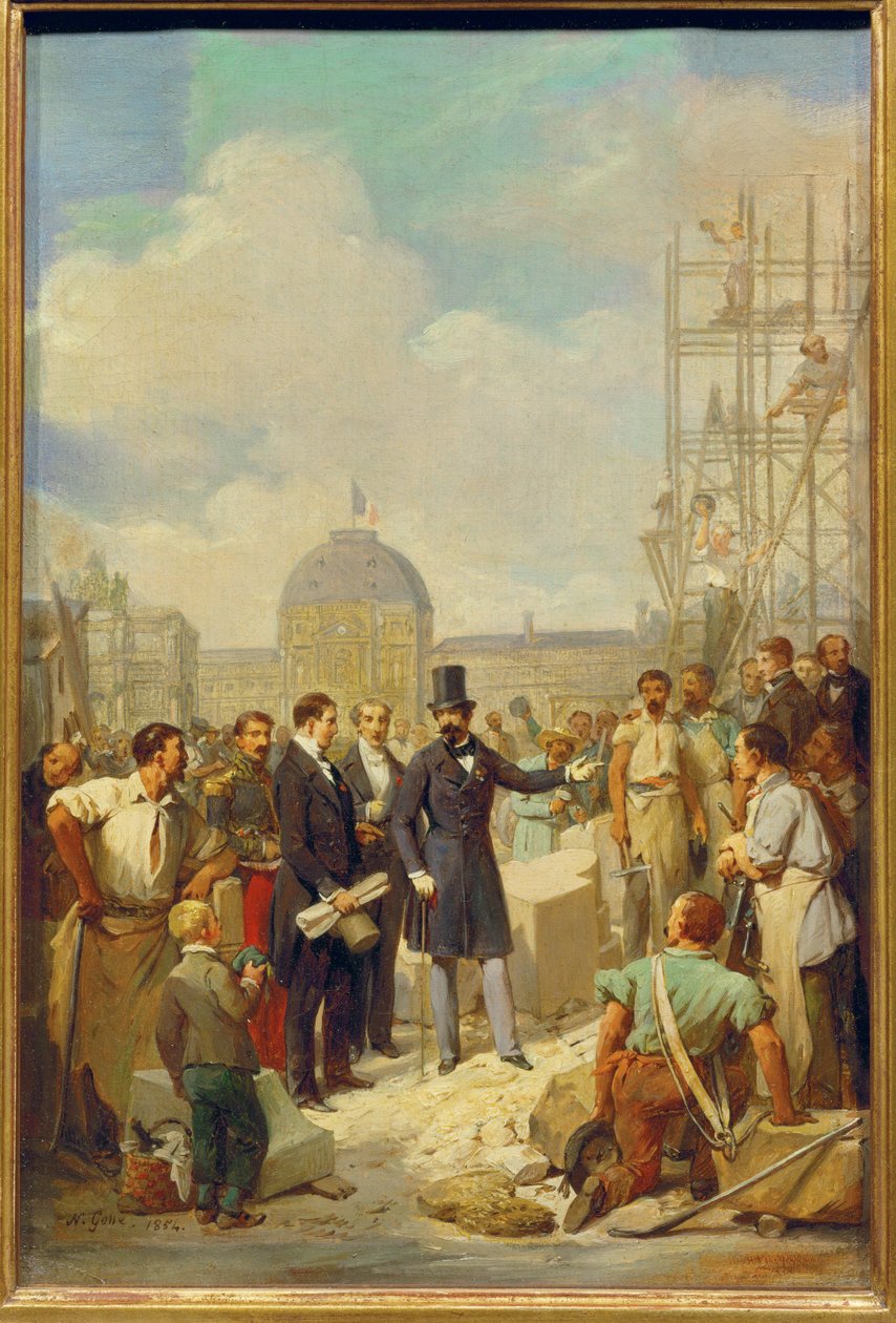 Napoleone III visita il cantiere del Nuovo Louvre da Nicolas Louis Francois Gosse