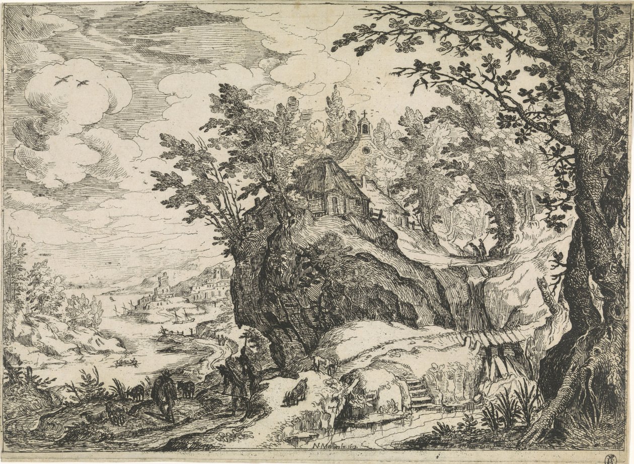Paesaggio montano con una chiesa da Nicolas Moillon