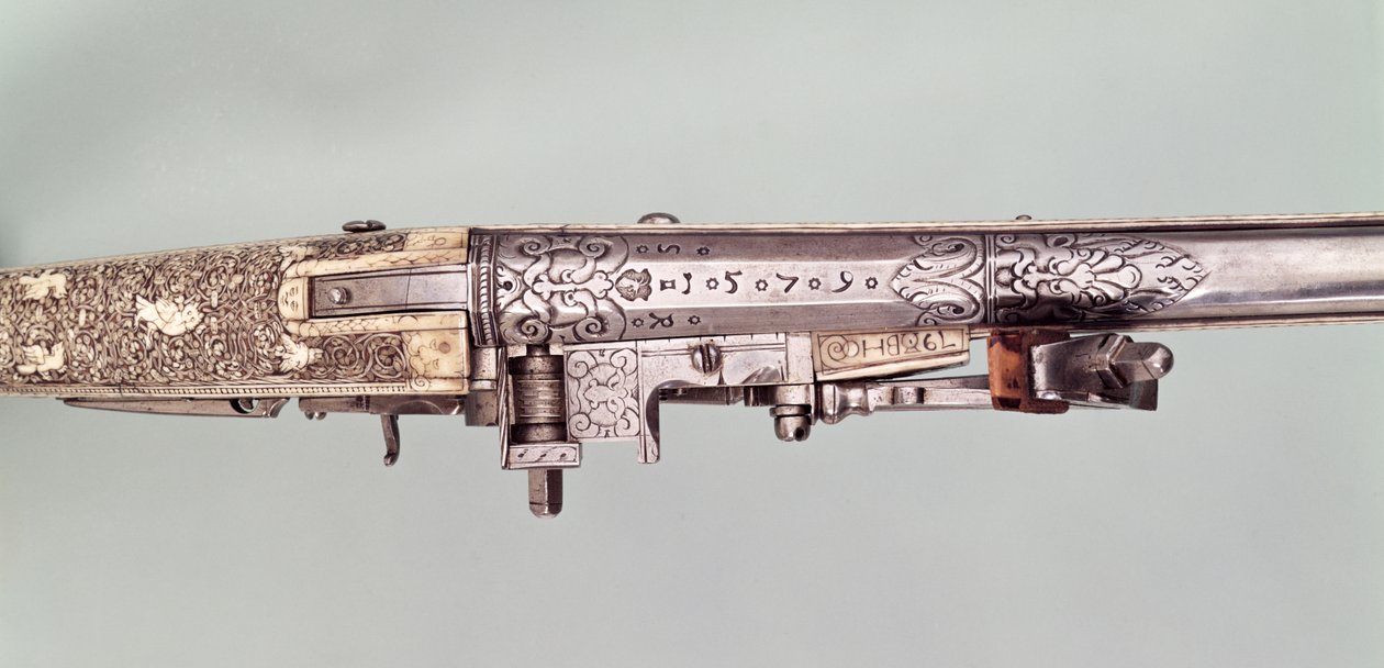 Coppia di pistole a pietra focaia con montature in argento, tradizionalmente donate da Napoleone I a suo fratello Giuseppe Bonaparte quando gli fu assegnata la corona di Spagna, probabilmente nel 1808. Realizzate da Nicholas Noel Boutet, Versailles da Nicolas Noel Boutet