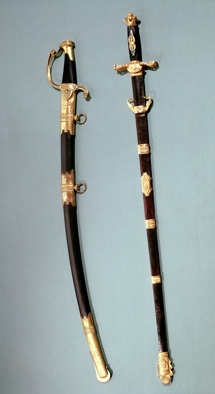 Spada commemorativa donata da Napoleone Bonaparte per averlo aiutato con il suo colpo di stato riuscito a Saint Cloud il 18 brumaio anno 8 (9 novembre 1799) e una spada a doppio taglio di un generale in comando da Nicolas Noel Boutet