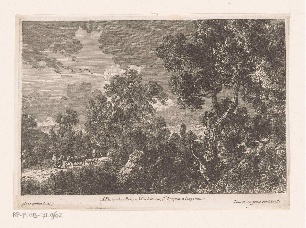 Paesaggio boschivo con pastori e gregge (serie di paesaggi boschivi) da Nicolas Perelle