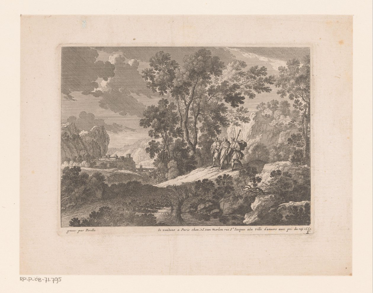 Cristo e i discepoli di Emmaus (serie di paesaggi con scene della vita di Cristo) da Nicolas Perelle