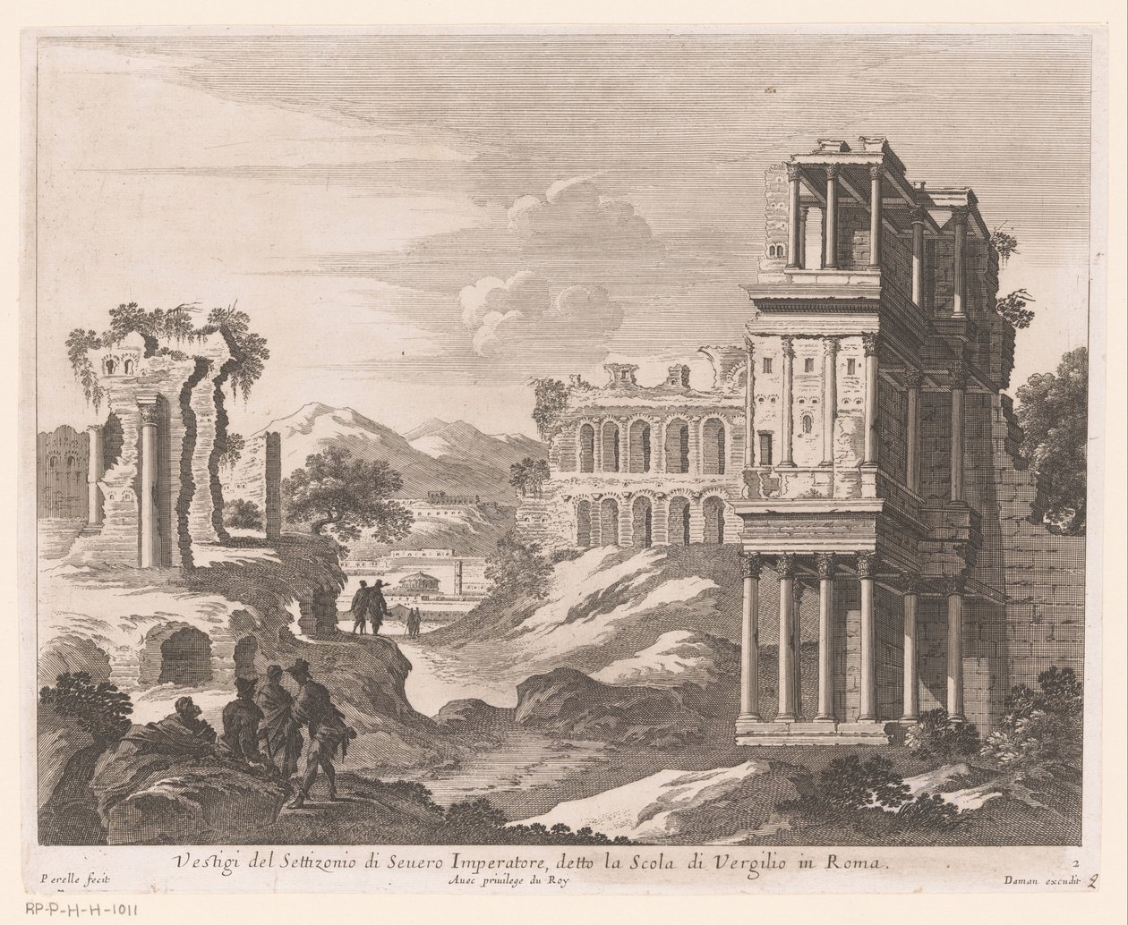 Veduta delle rovine del Settizonio da Nicolas Perelle