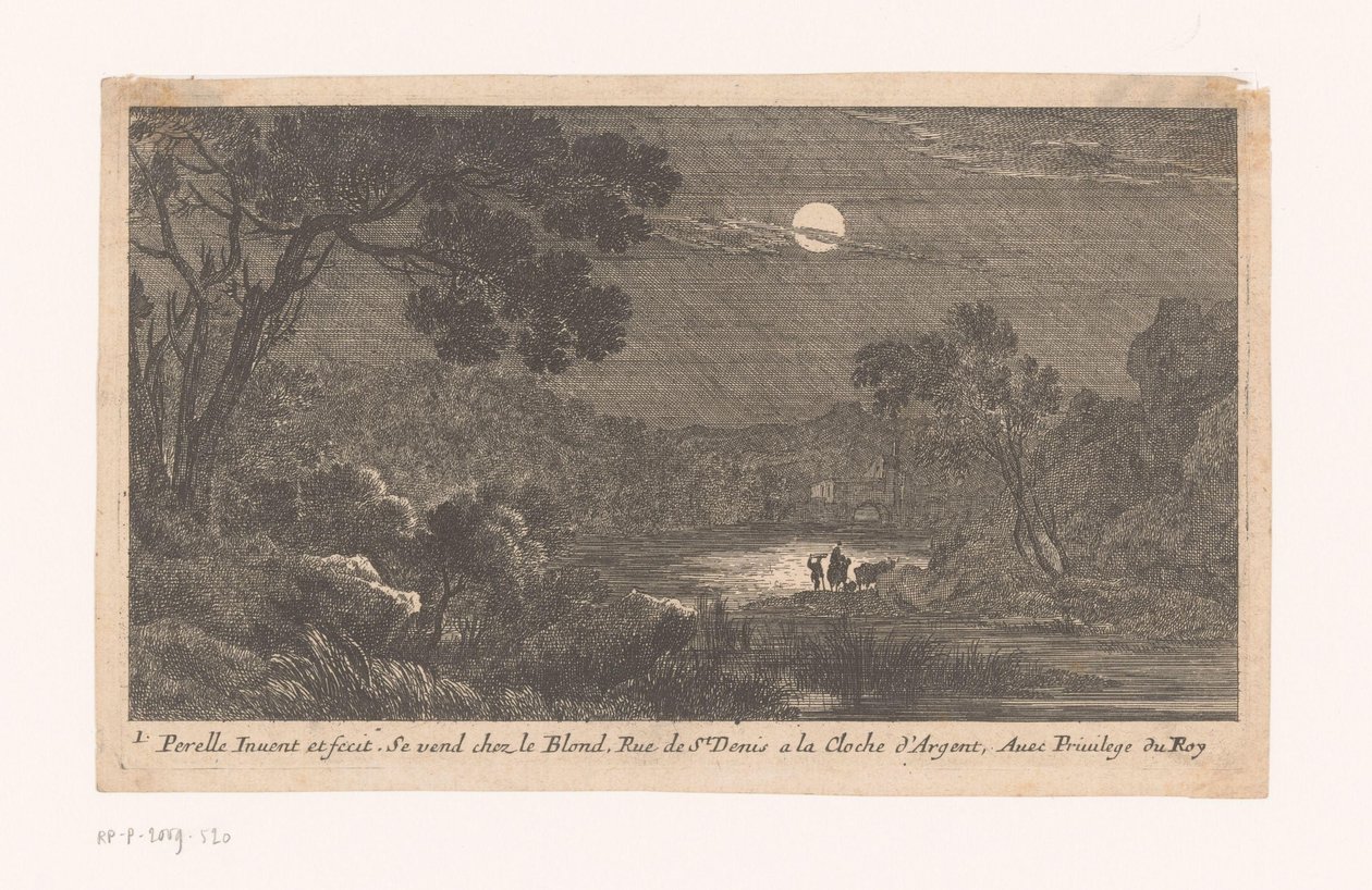 Paesaggio notturno con viaggiatori da Nicolas Perelle