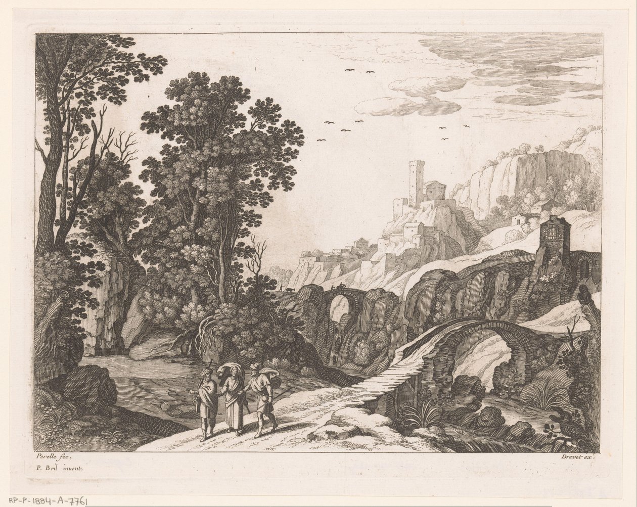 Paesaggio con i discepoli di Emmaus da Nicolas Perelle