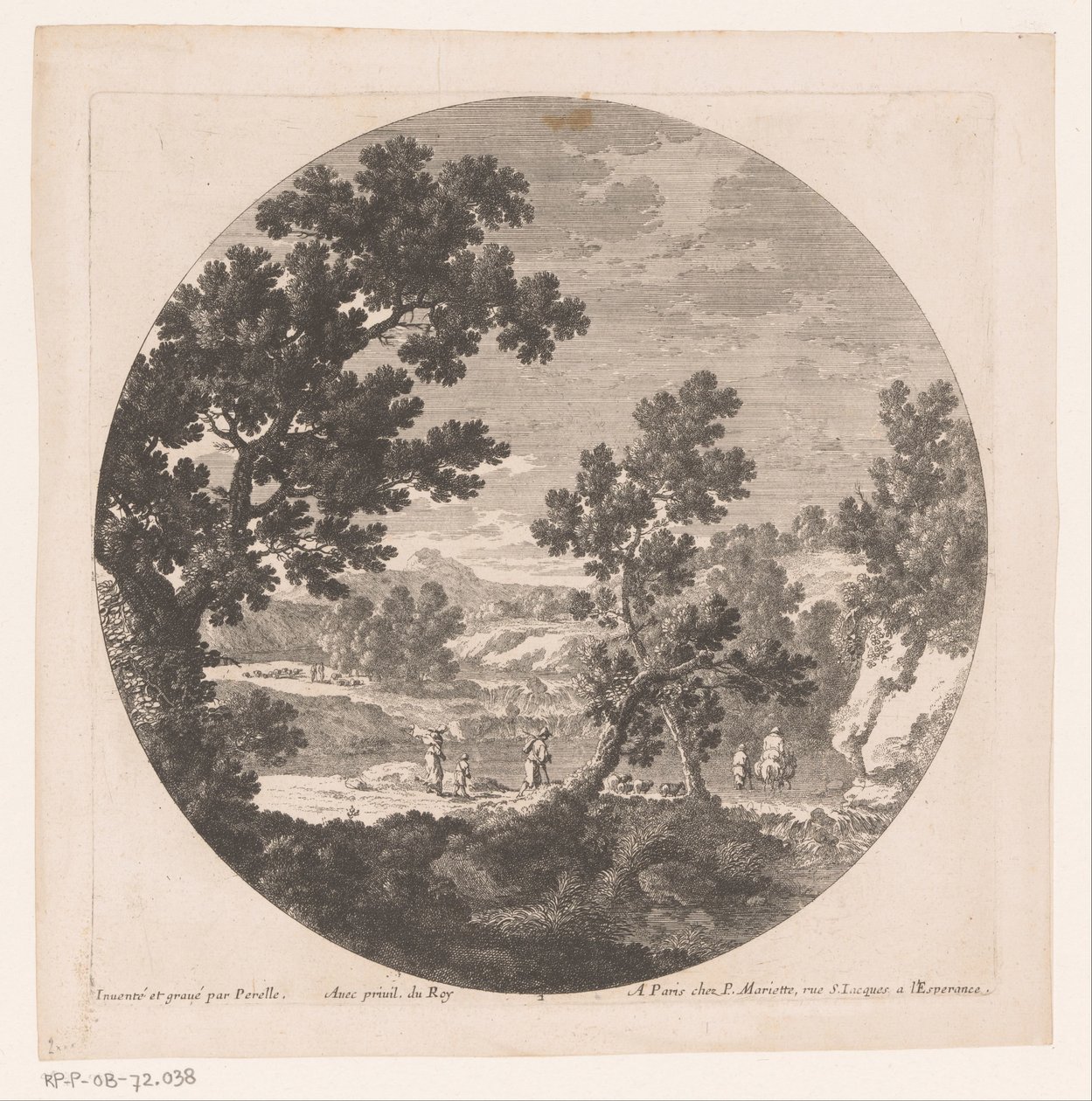 Paesaggio con pastori lungo un fiume da Nicolas Perelle