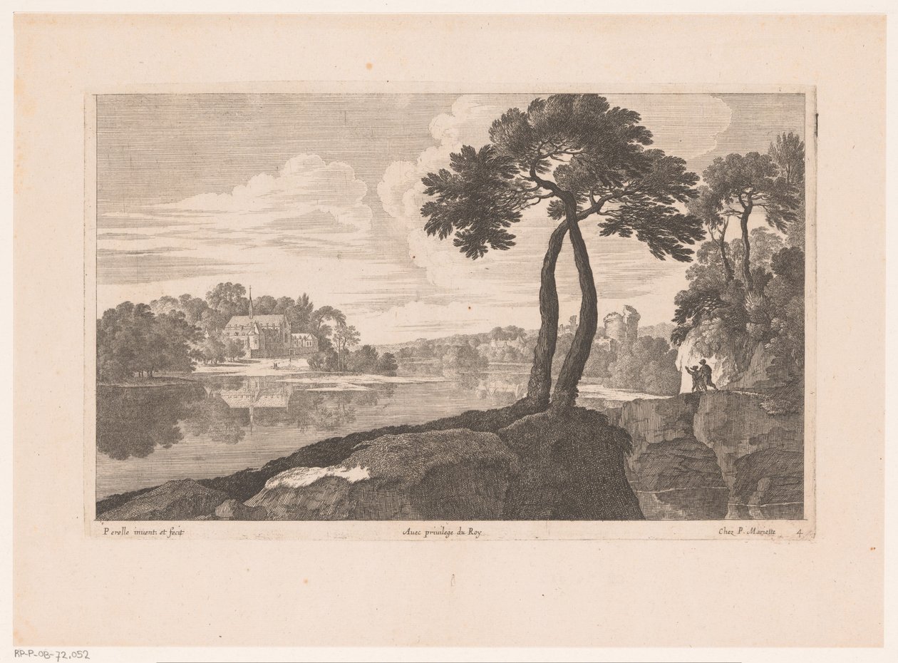 Paesaggio con monastero sul fiume da Nicolas Perelle