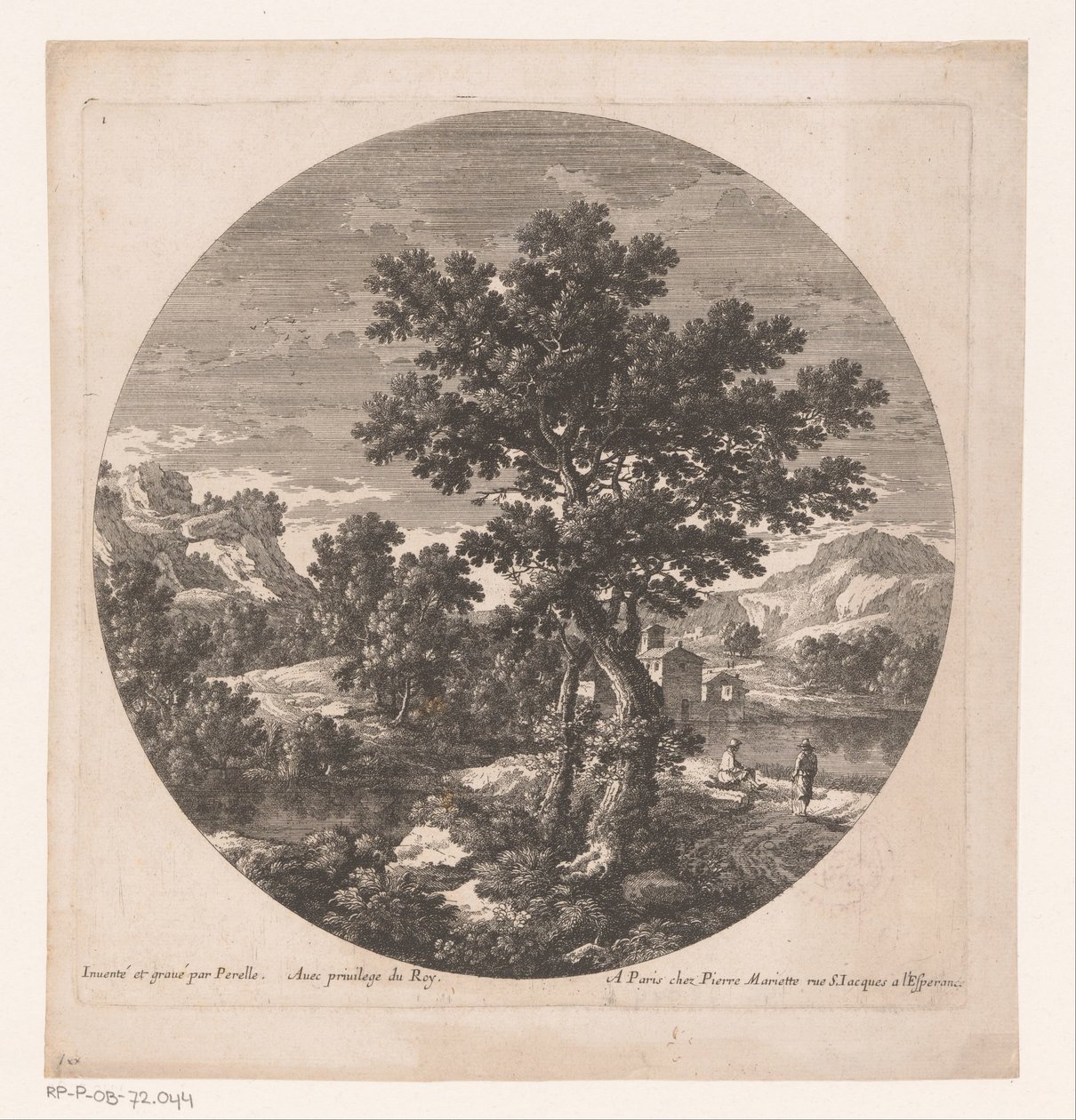 Paesaggio con due uomini vicino a un lago da Nicolas Perelle
