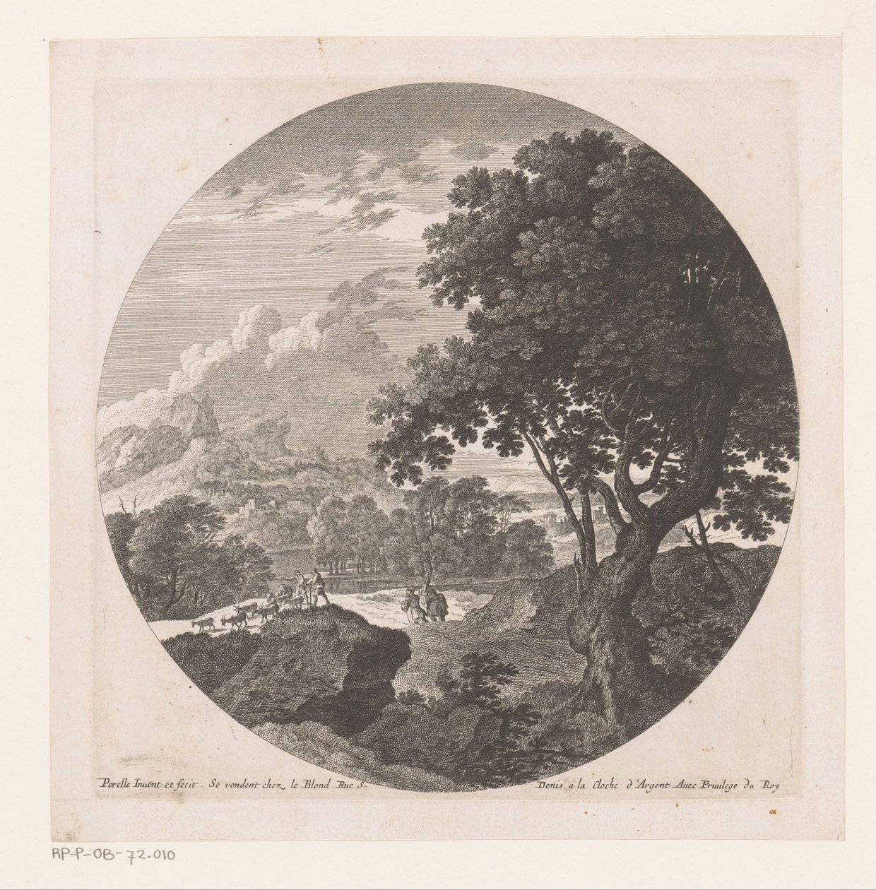 Paesaggio con due uomini con gregge di capre da Nicolas Perelle