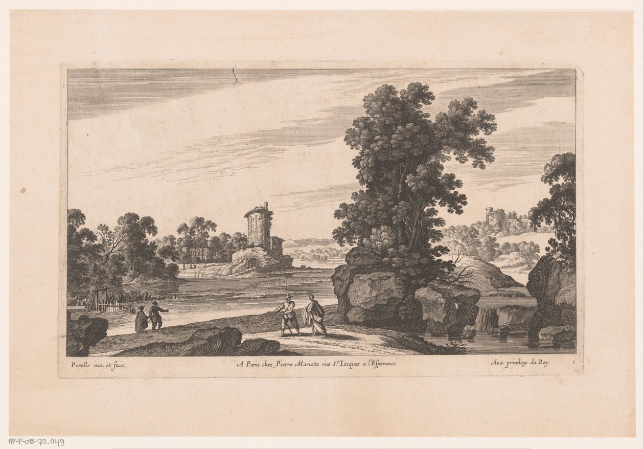 Paesaggio fluviale con torre da Nicolas Perelle