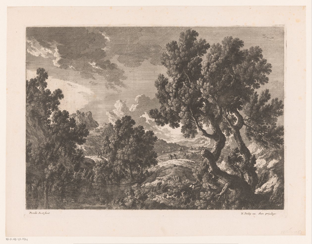 Paesaggio roccioso con alberi vicino all