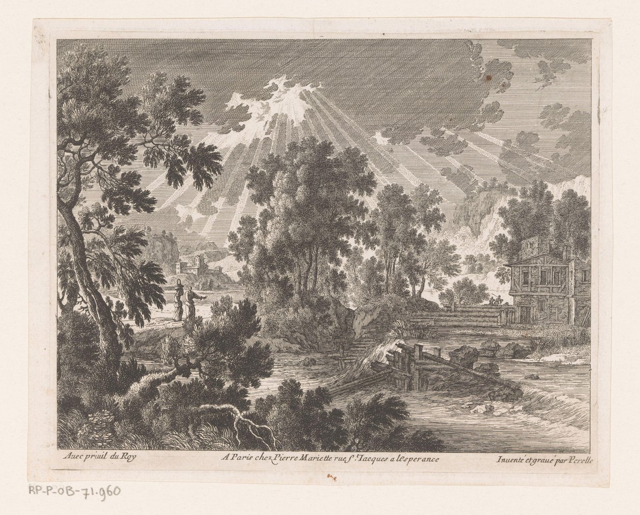 Paesaggio soleggiato con casa sul fiume da Nicolas Perelle