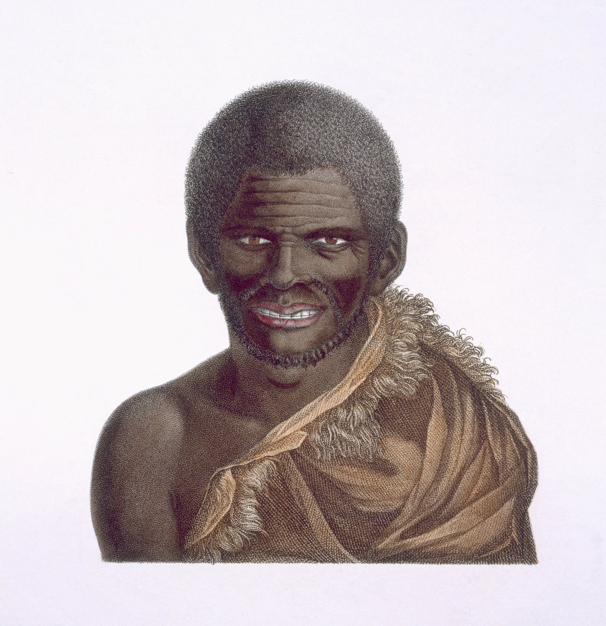 Ritratto di un uomo chiamato Paraberi, Van Diemens land, 1791, pubblicato nel 1815 da Nicolas Petit