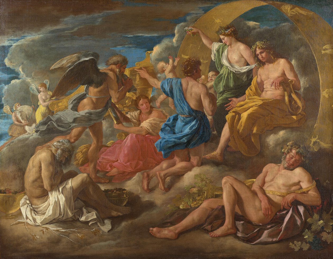 Helios und Phaëton mit Saturn und den vier Jahreszeiten da Nicolas Poussin