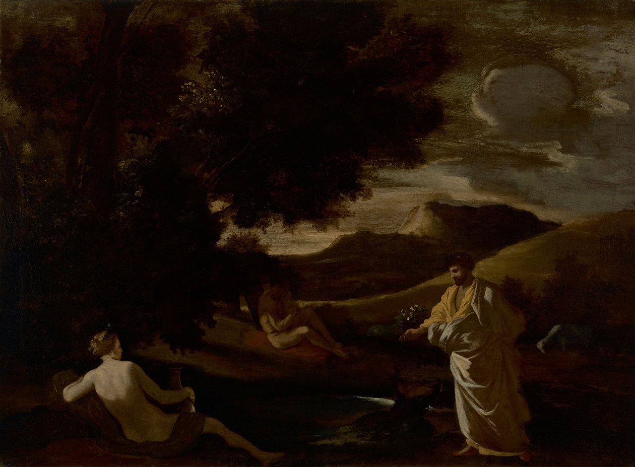 Re Mida trasforma un ramo di quercia in oro da Nicolas Poussin
