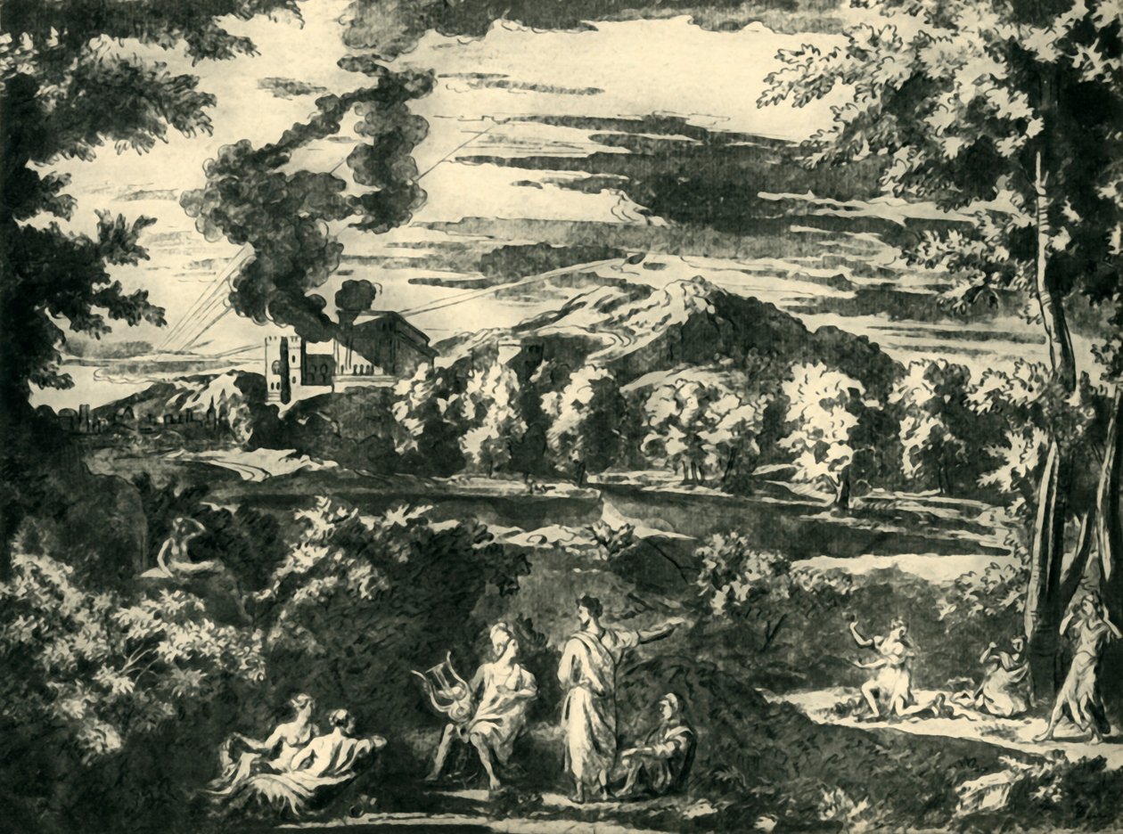 Paesaggio con Orfeo ed Euridice, metà del XVII secolo, 1943 da Nicolas Poussin