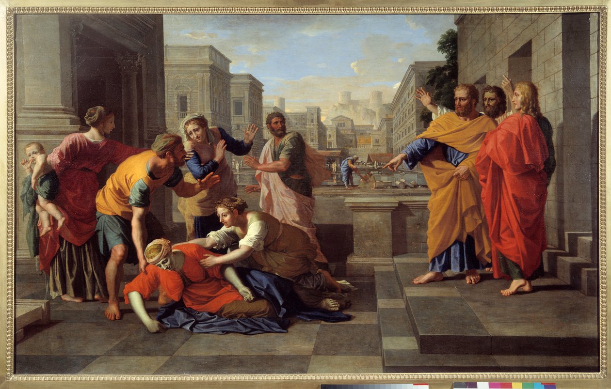 La morte di Saffira da Nicolas Poussin