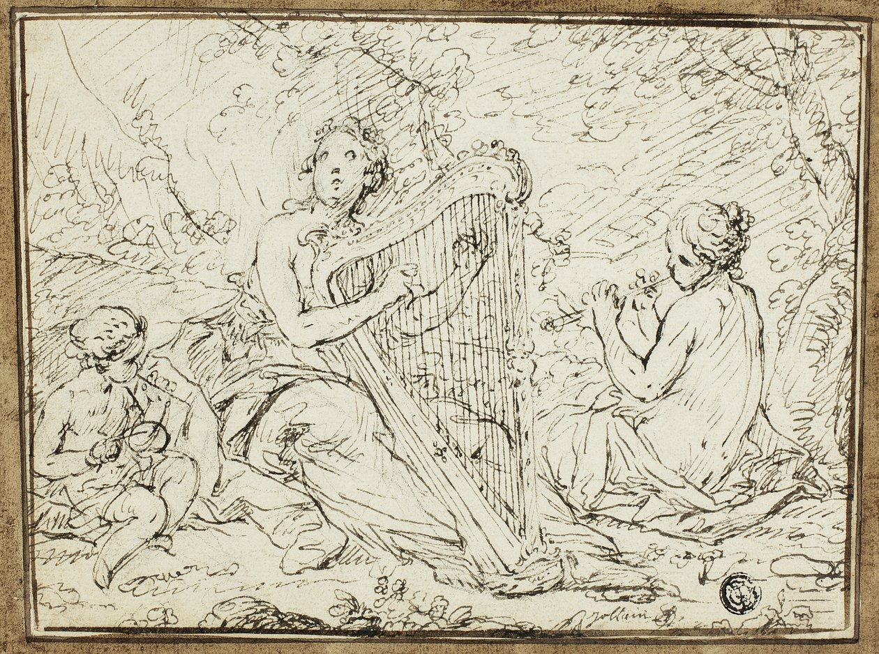 Ninfe che suonano strumenti musicali da Nicolas Rene Jollain