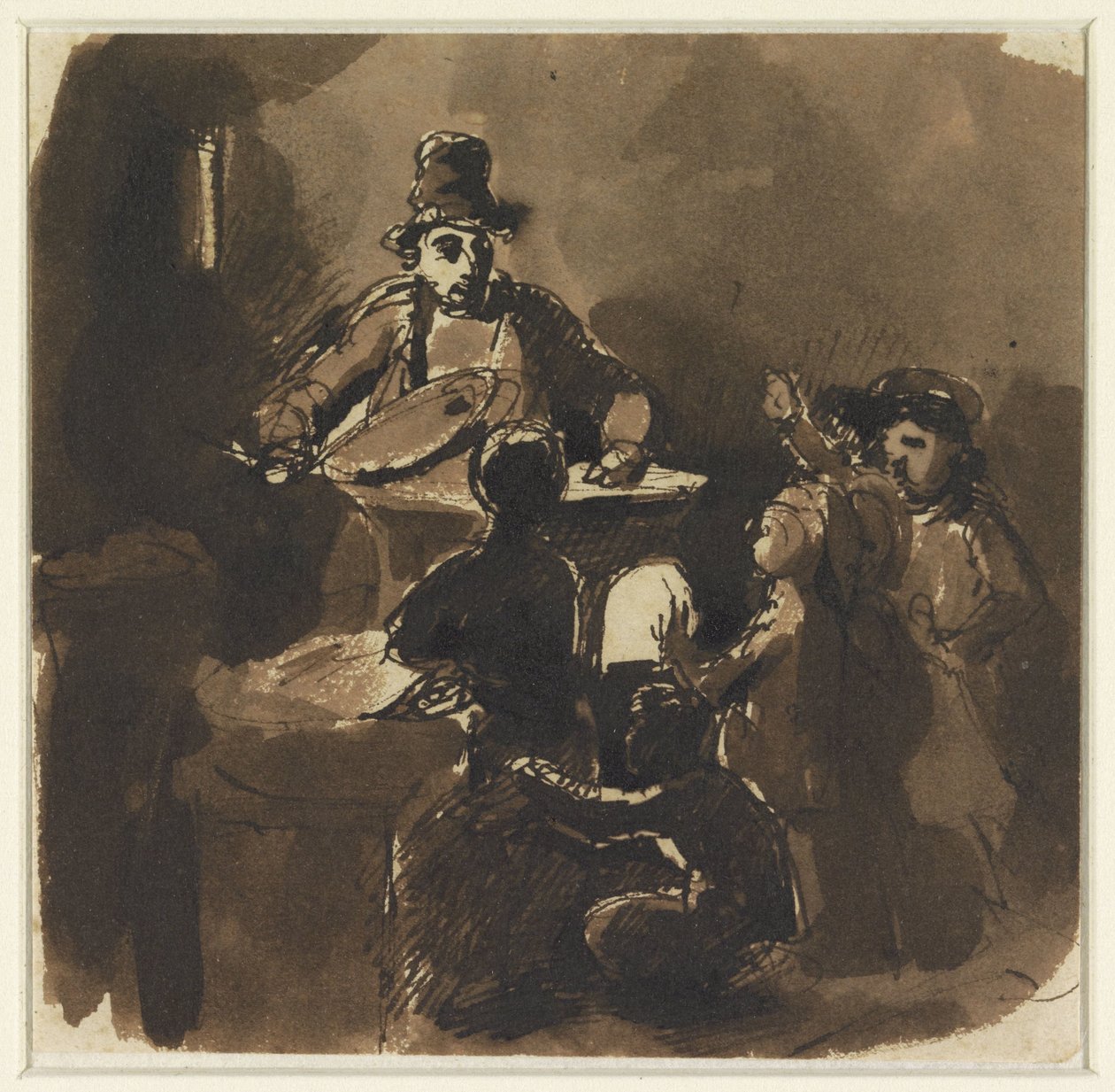 Bambini intorno al fuoco di un venditore di castagne (?) da Nicolas Toussaint Charlet