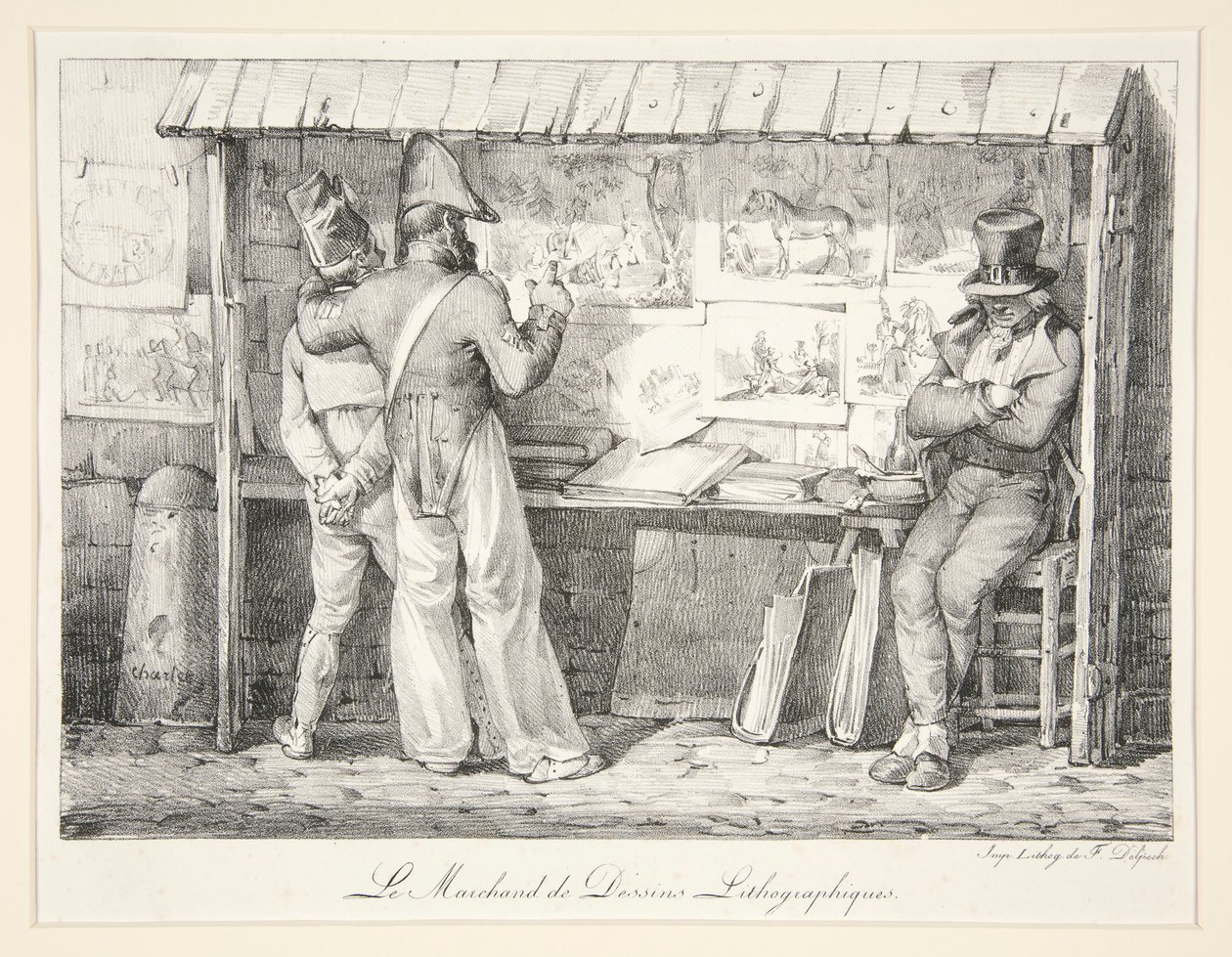Il mercante di immagini litografiche da Nicolas Toussaint Charlet