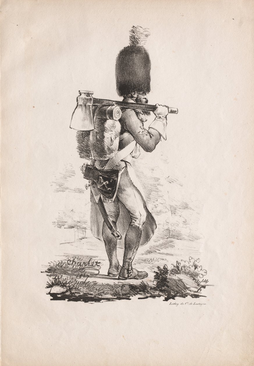 Costumi militari: Zappatore di fanteria, 1817-1818 da Nicolas Toussaint Charlet