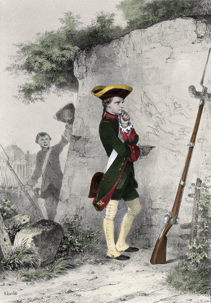 Napoleone I Bonaparte (1769 - 1821) alla scuola militare di Brienne nel 1783. Incisione di Charlet del XIX secolo da Nicolas Toussaint Charlet