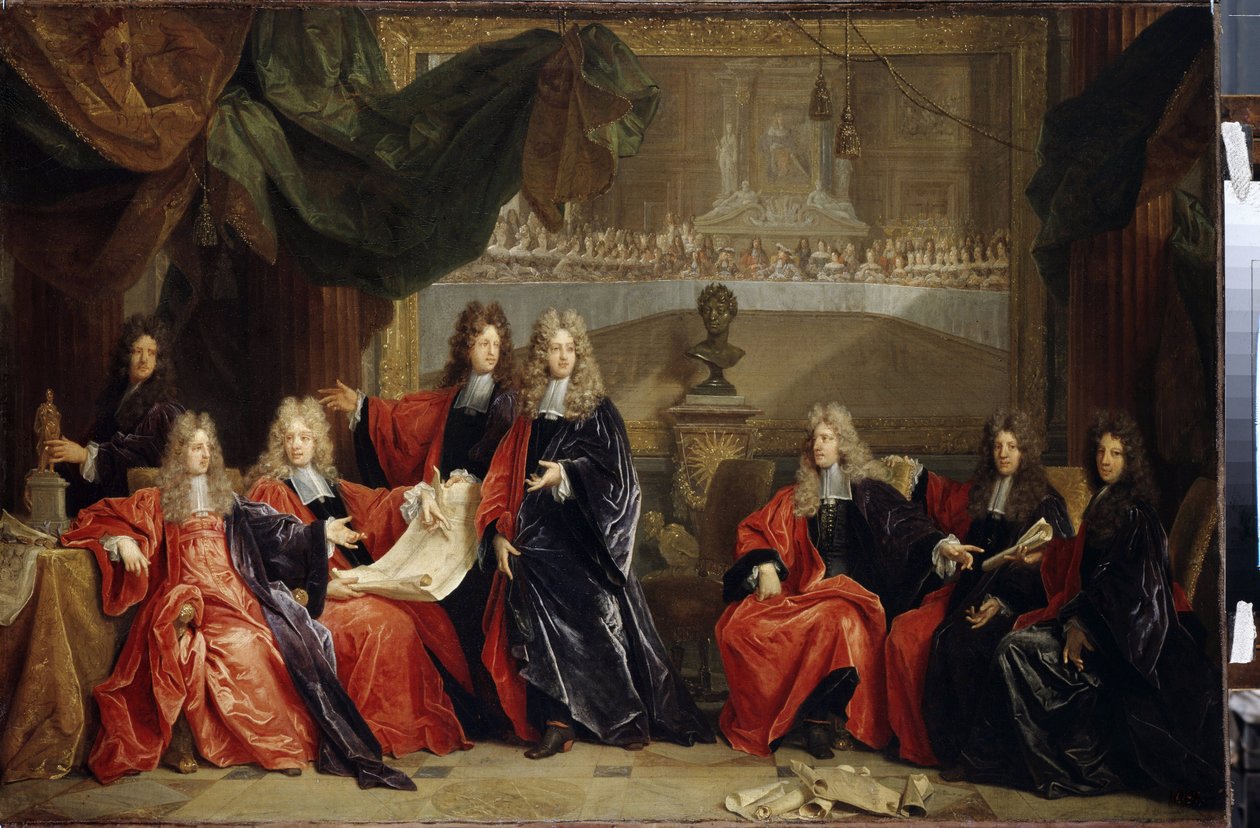 Prevosti e magistrati di Parigi discutono della cena di celebrazione del re Luigi XIV da Nicolas de Largillière