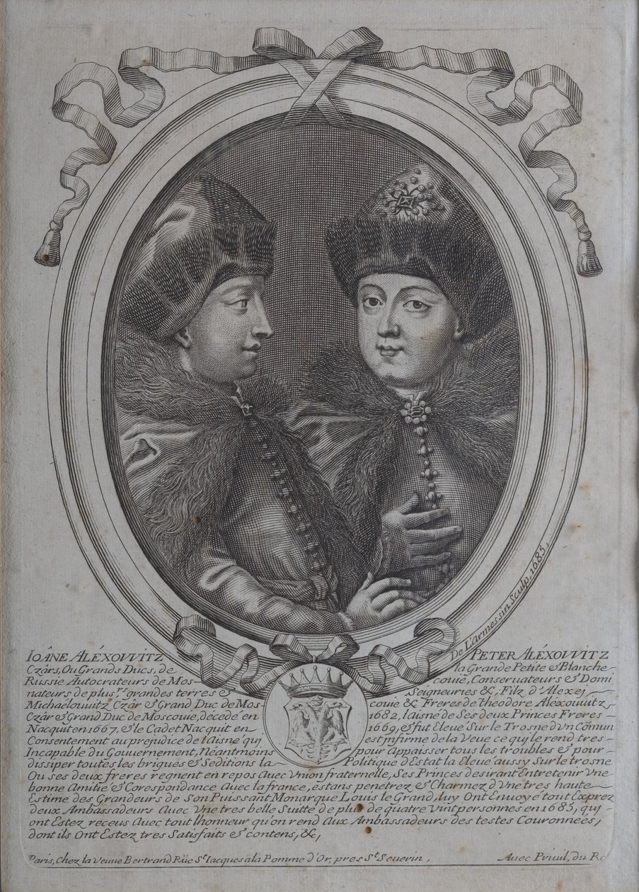 Gli zar Ivan Alexeyevich e Pietro Alexeyevich di Russia da Nicolas de Larmessin