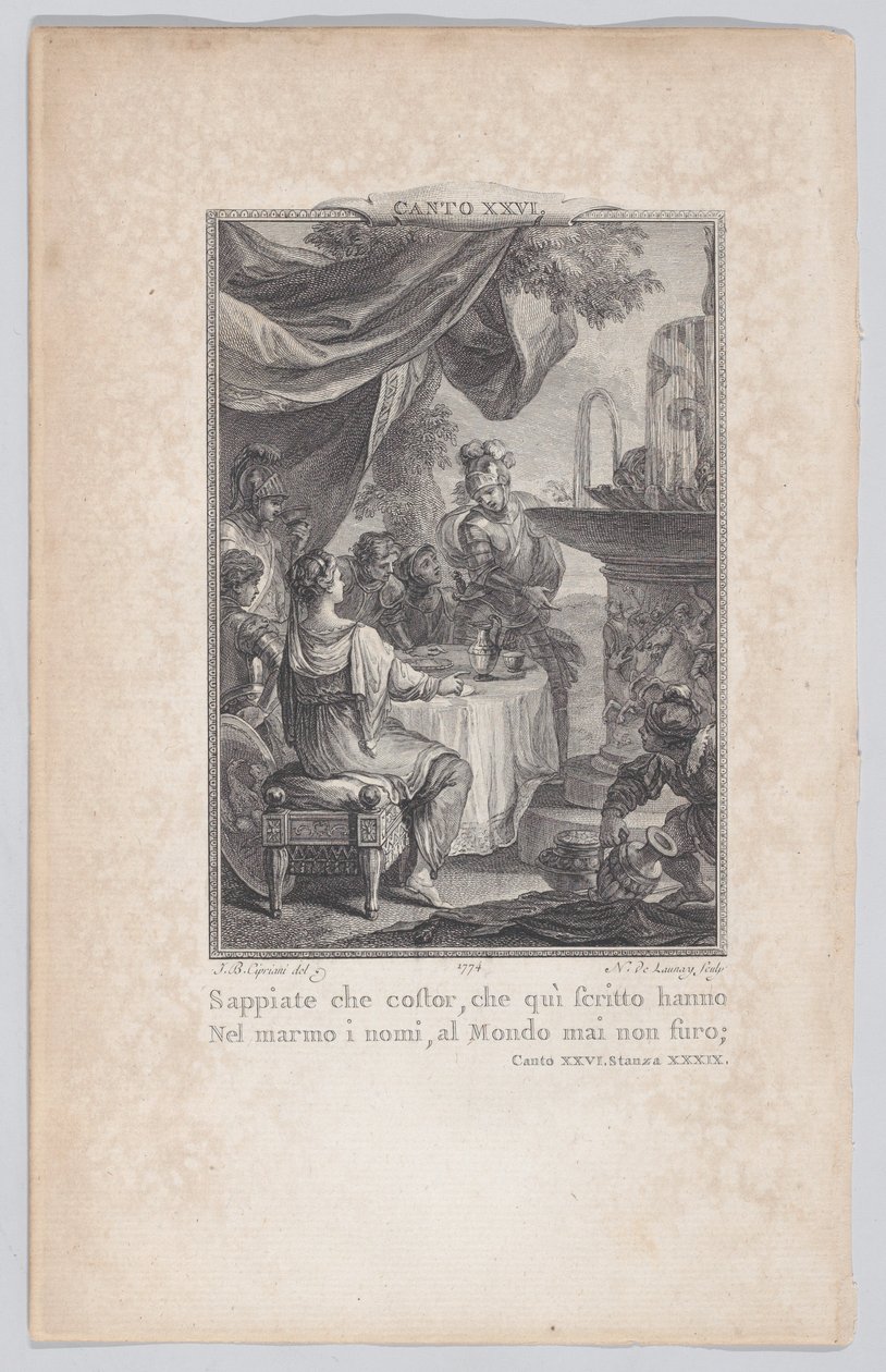 Canto 26, Stanza 39, da Orlando Furioso, 1774 da Nicolas de Launay
