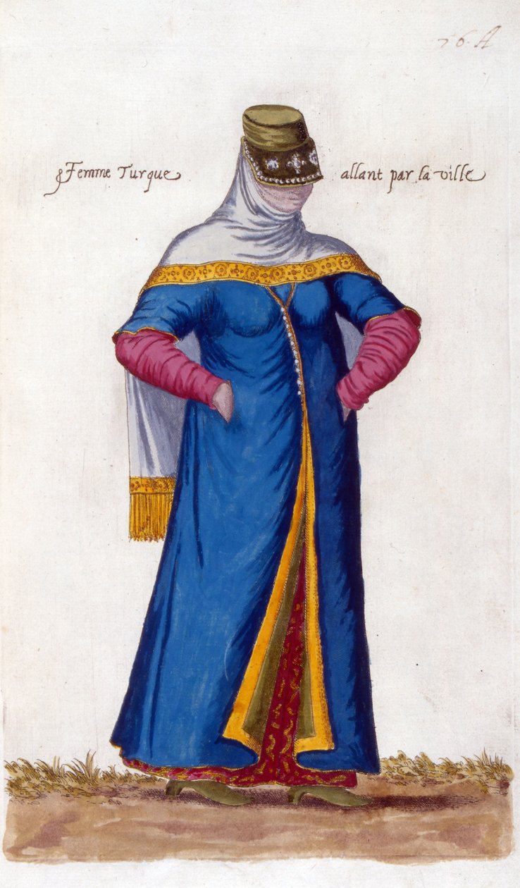 Donna turca con Niquab (illustrazione) da Nicolas de Nicolay