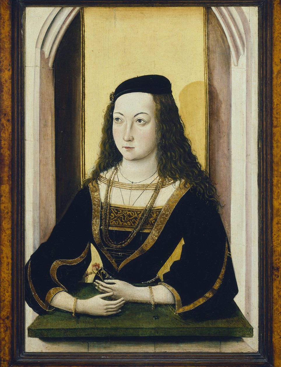 Ritratto di una giovane donna che tiene un fiore da Nicolaus Alexander Mair von Landshut