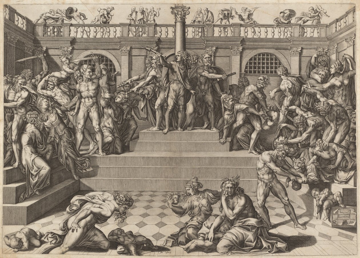Il massacro degli innocenti da Nicolaus Beatrizet, after Marco Dente, after Baccio Bandinelli