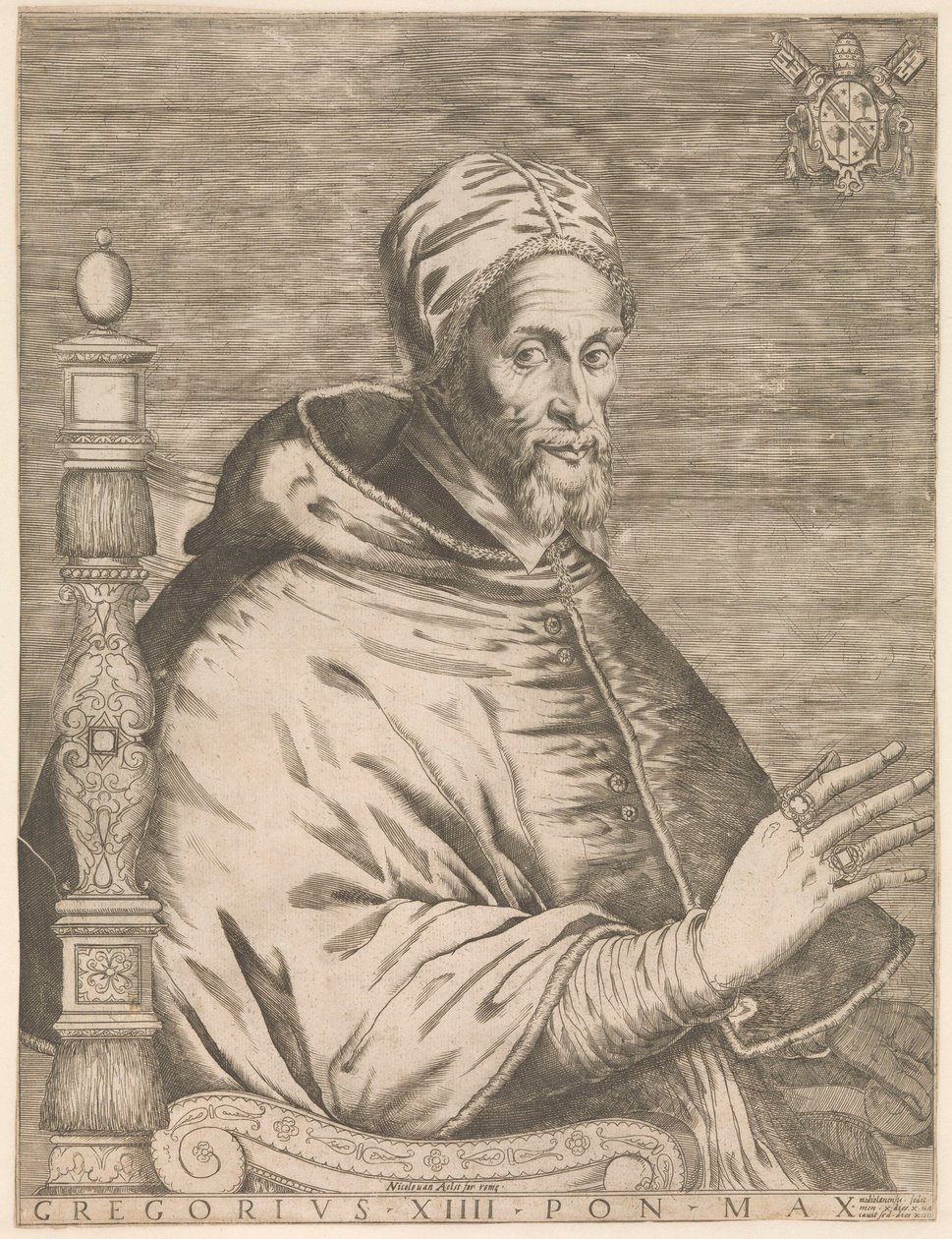 Ritratto di papa Gregorio XIV, seduto da Nicolaus van Aelst (attributed to)
