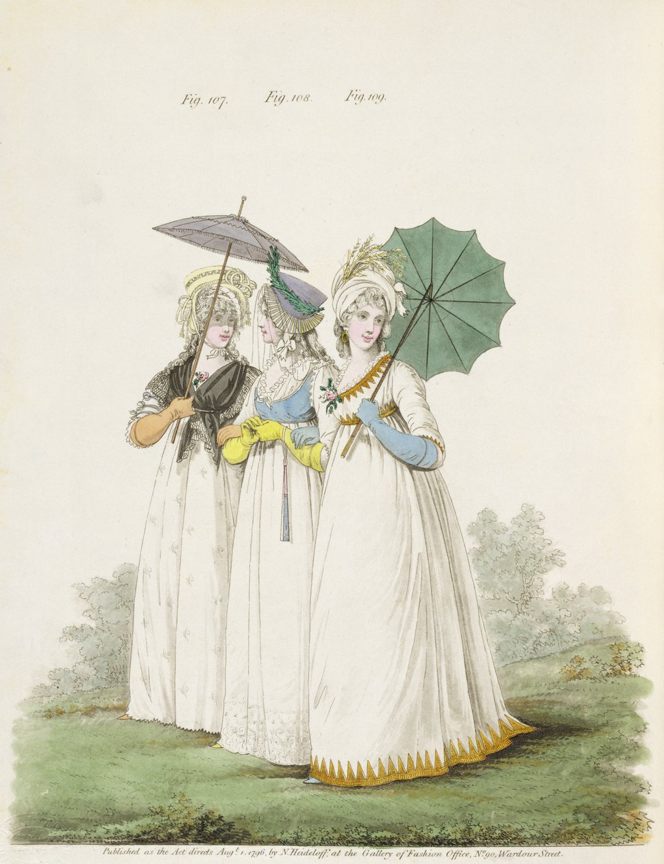 Abiti da mattina, figg. 107, 108 e 109 da `Gallery of Fashion