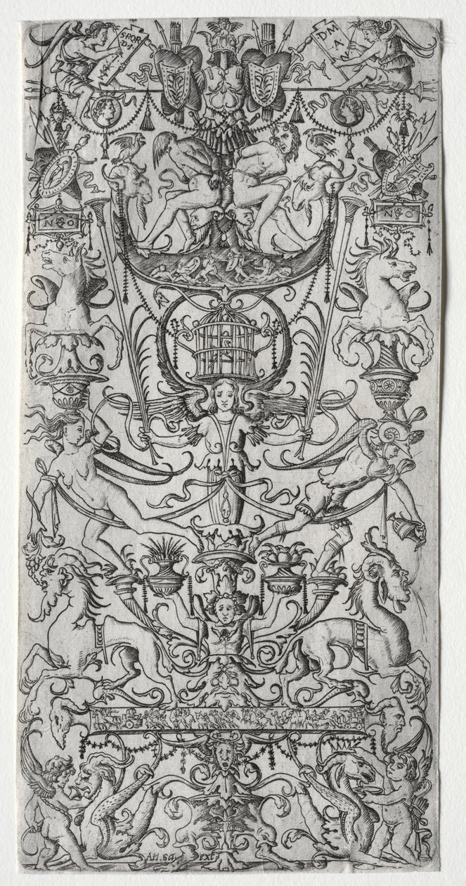 Pannello Ornamentale con una Gabbia per Uccelli, ca. 1500-1512 da Nicoletto da Modena