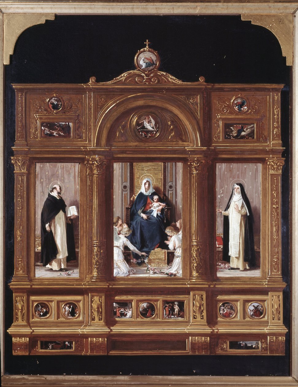 Vergine del rosario (rappresentazione in mise en abyme di un trittico) da Nicolo Barabino