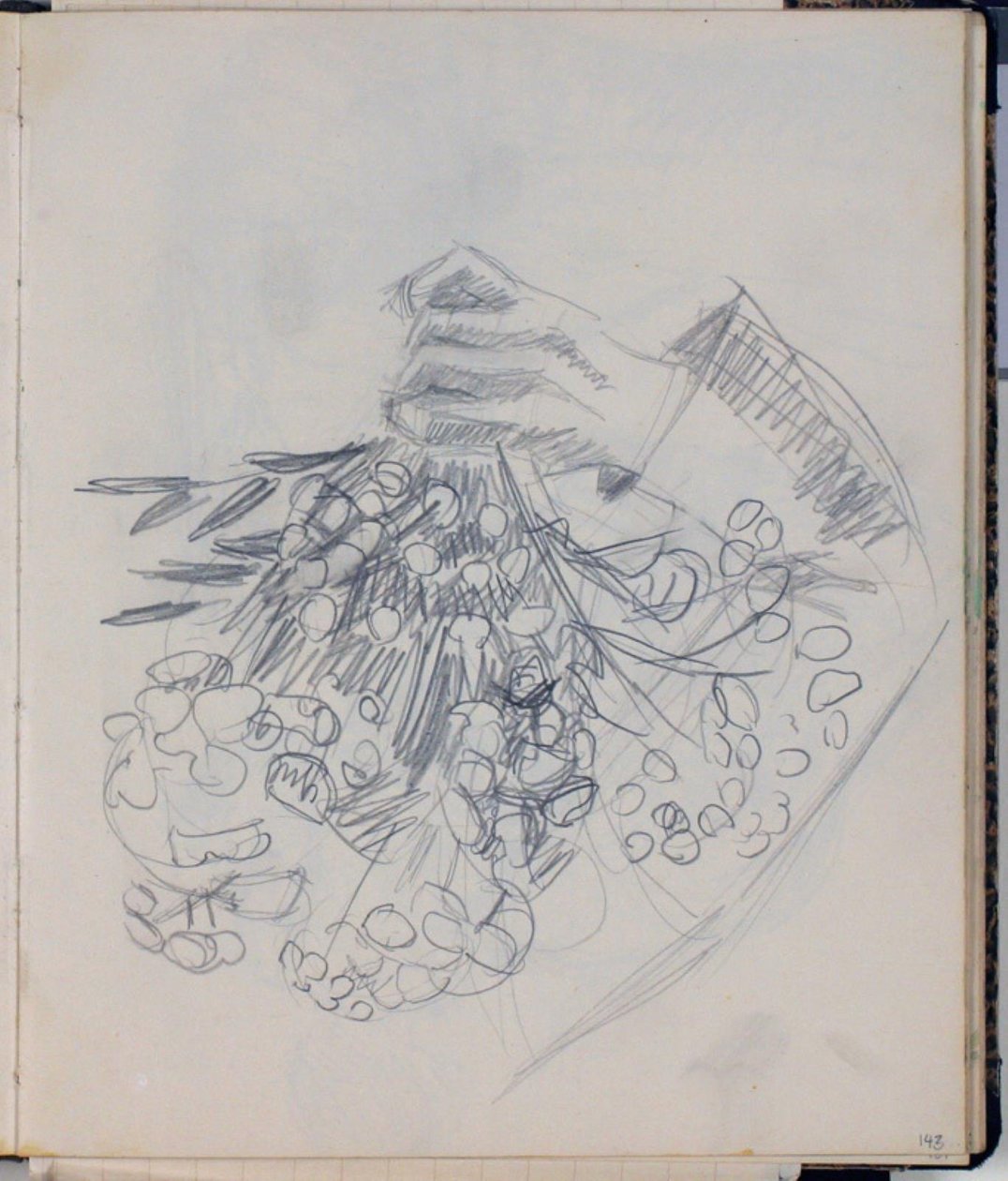 Il braccio destro di H. C. Andersen. Schizzo per "Il prato di Nysø" (Odense) da Niels Larsen Stevns